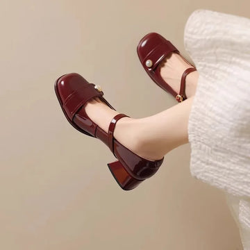 Xajzpa Women Shoes Autumn Oxfords Female Footwear Fall New Wedding Leather Dress Retro On Heels Mary Janes Shoes Woman Female Foot